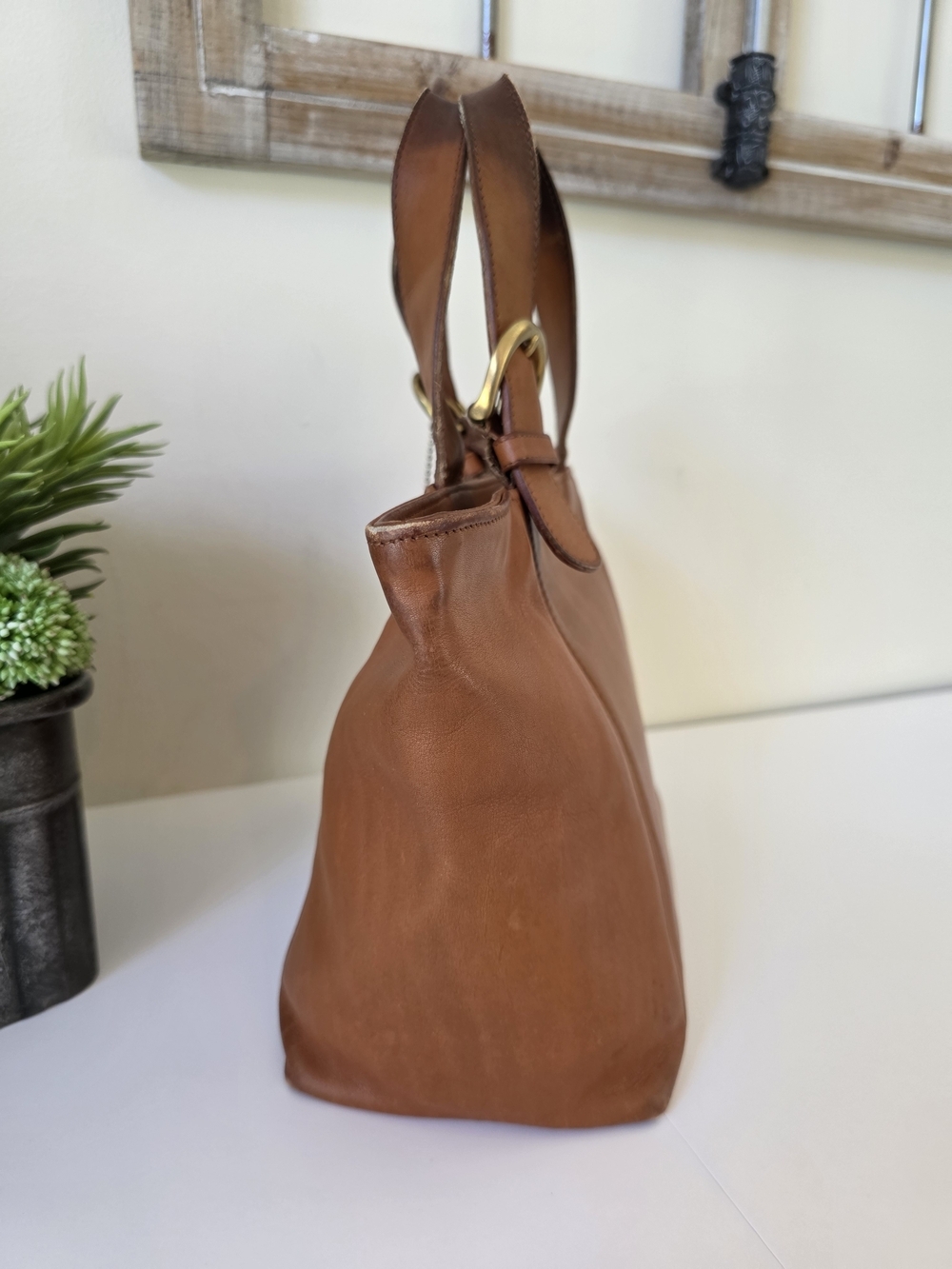 Vintage Coach Small Waverly Tote British Tan Glovetanned Leather Made In Hungary - Picture 8 of 15